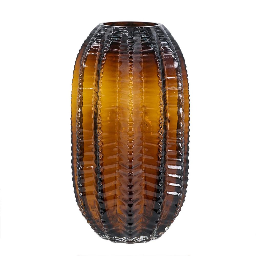 11" Burnt Umber Glass Round Table Vase