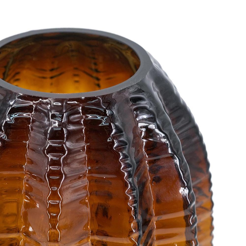 11" Burnt Umber Glass Round Table Vase