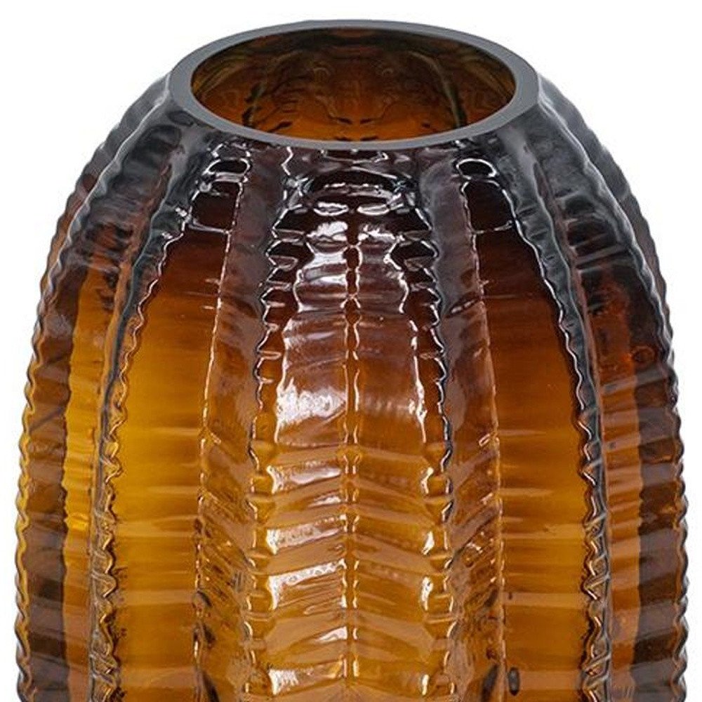 11" Burnt Umber Glass Round Table Vase