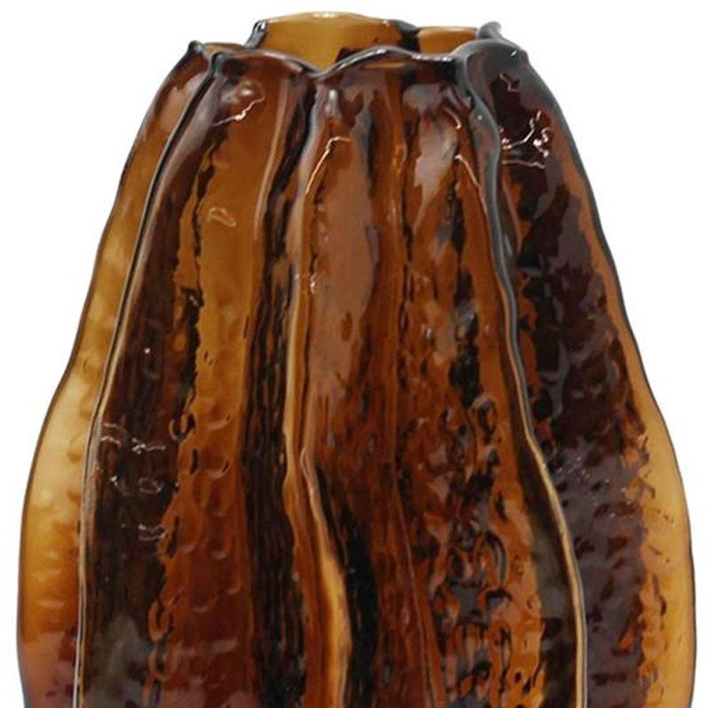 8" Burnt Umber Glass Wavy Table Vase