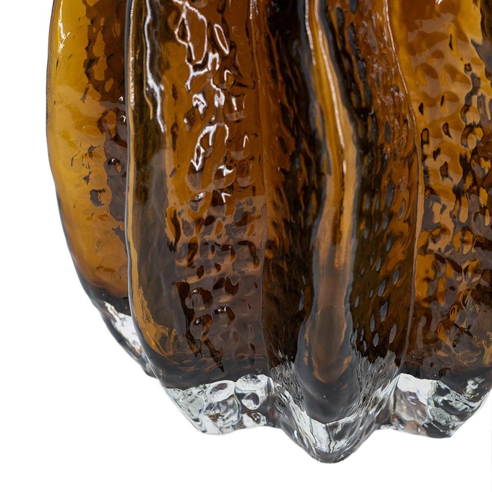 8" Burnt Umber Glass Wavy Table Vase