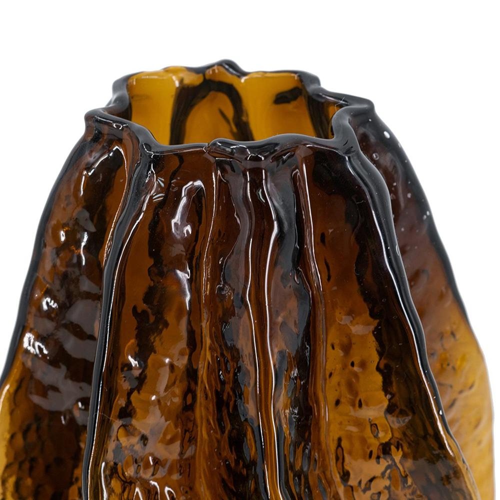 8" Burnt Umber Glass Wavy Table Vase