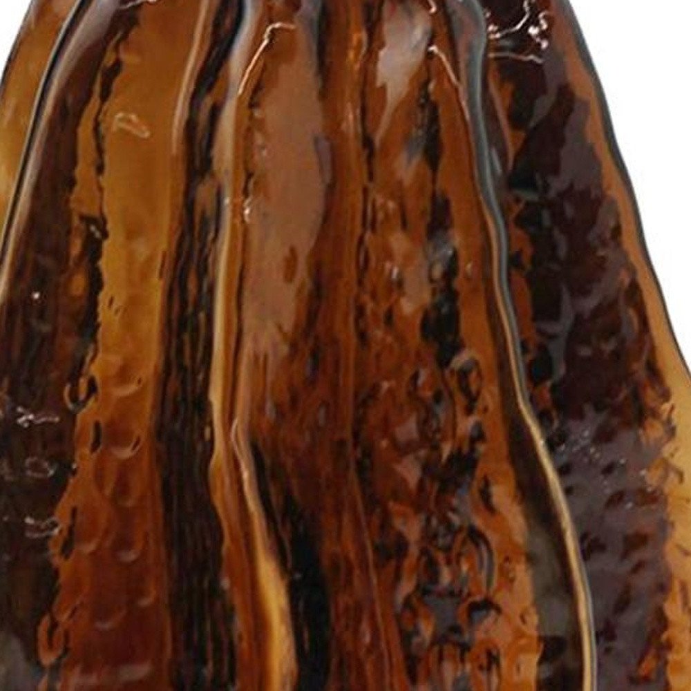 8" Burnt Umber Glass Wavy Table Vase