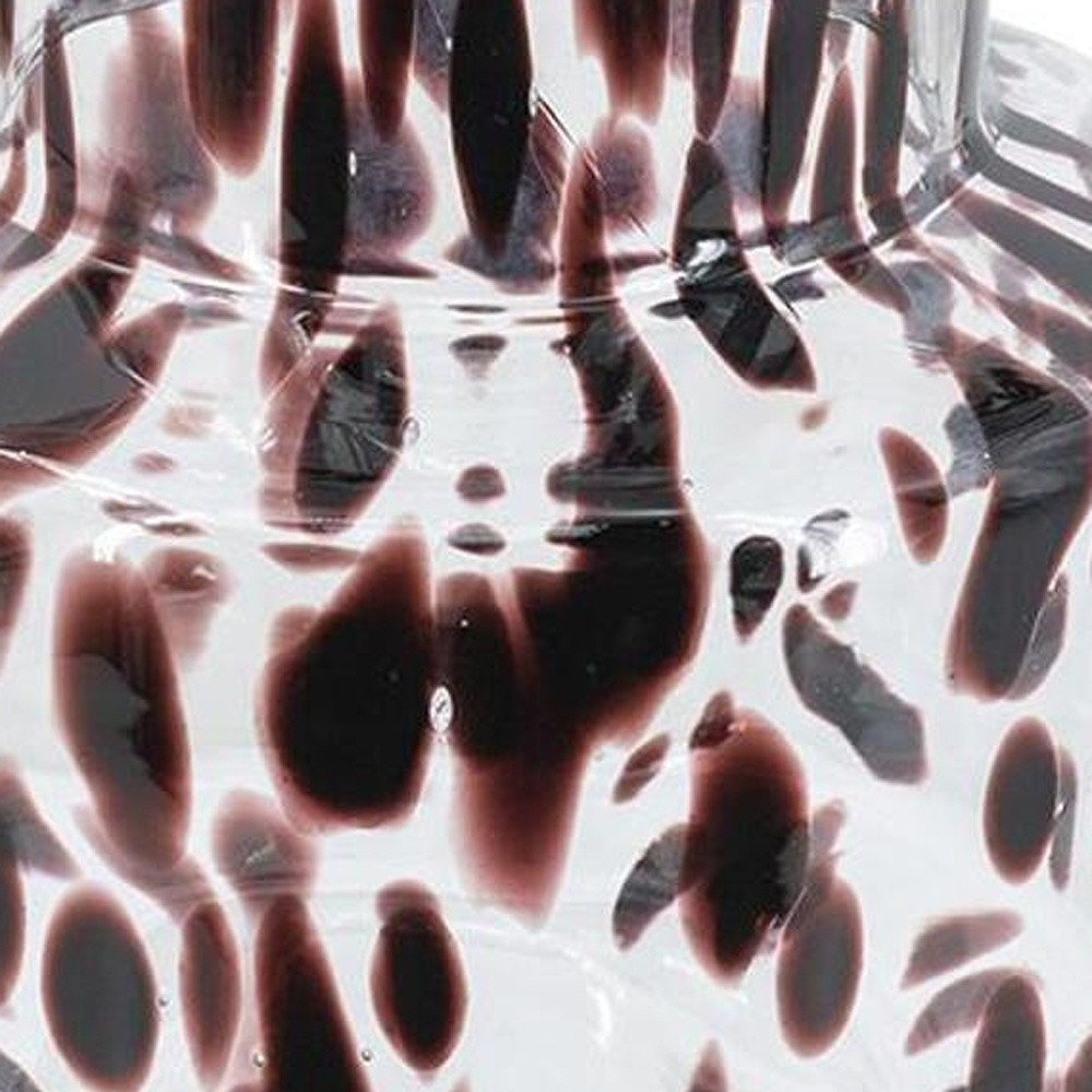 8" Clear Burgundy And Black Abstract Glass Cylinder Table Vase