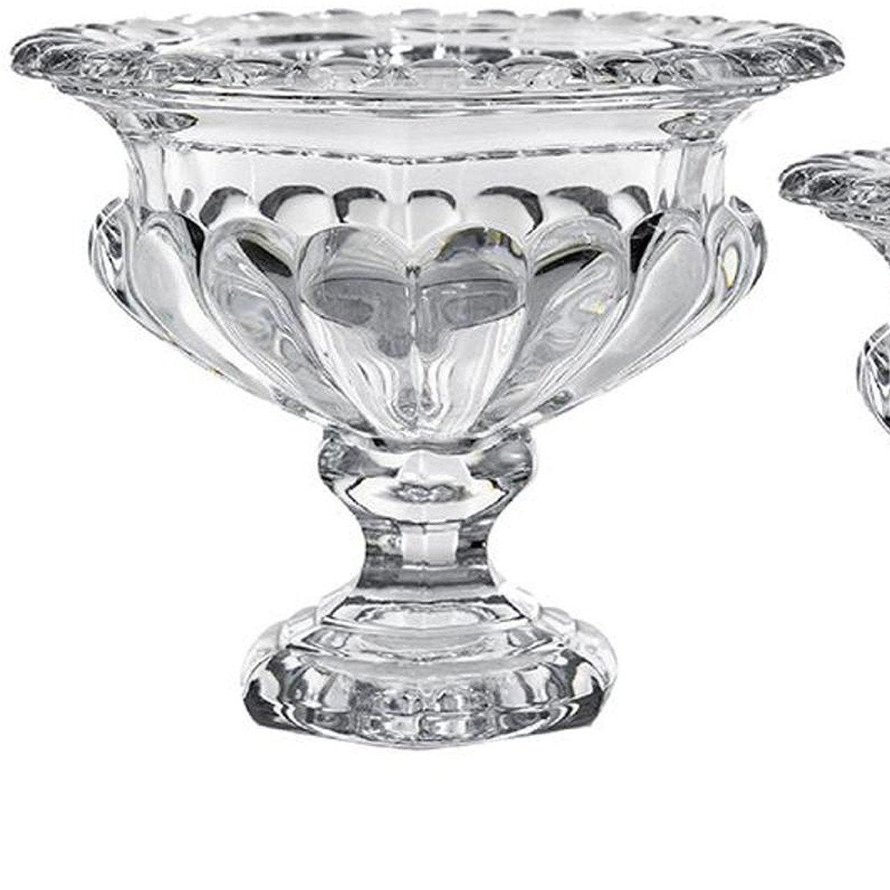 Set of Two Clear Glass Round Table Vases