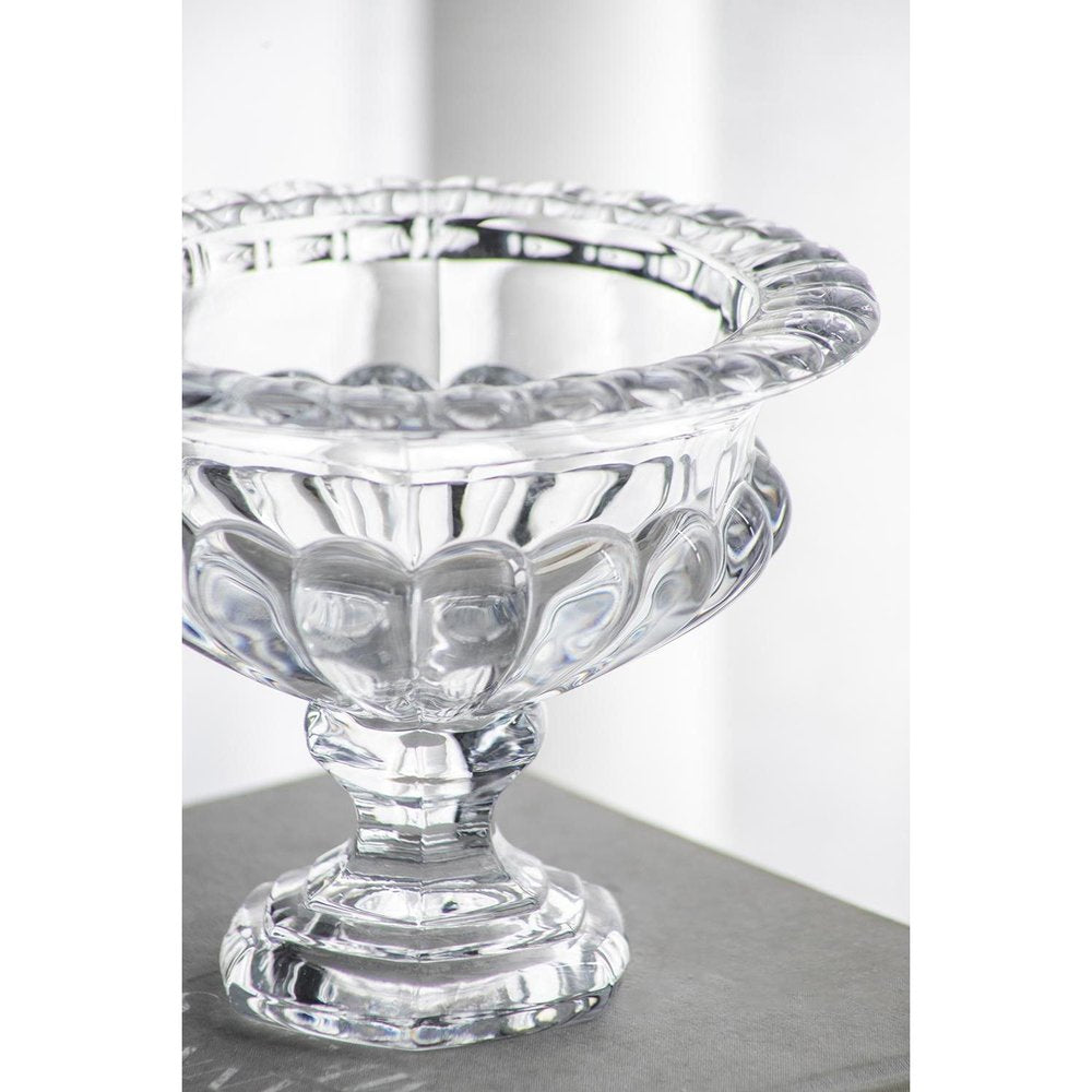 Set of Two Clear Glass Round Table Vases