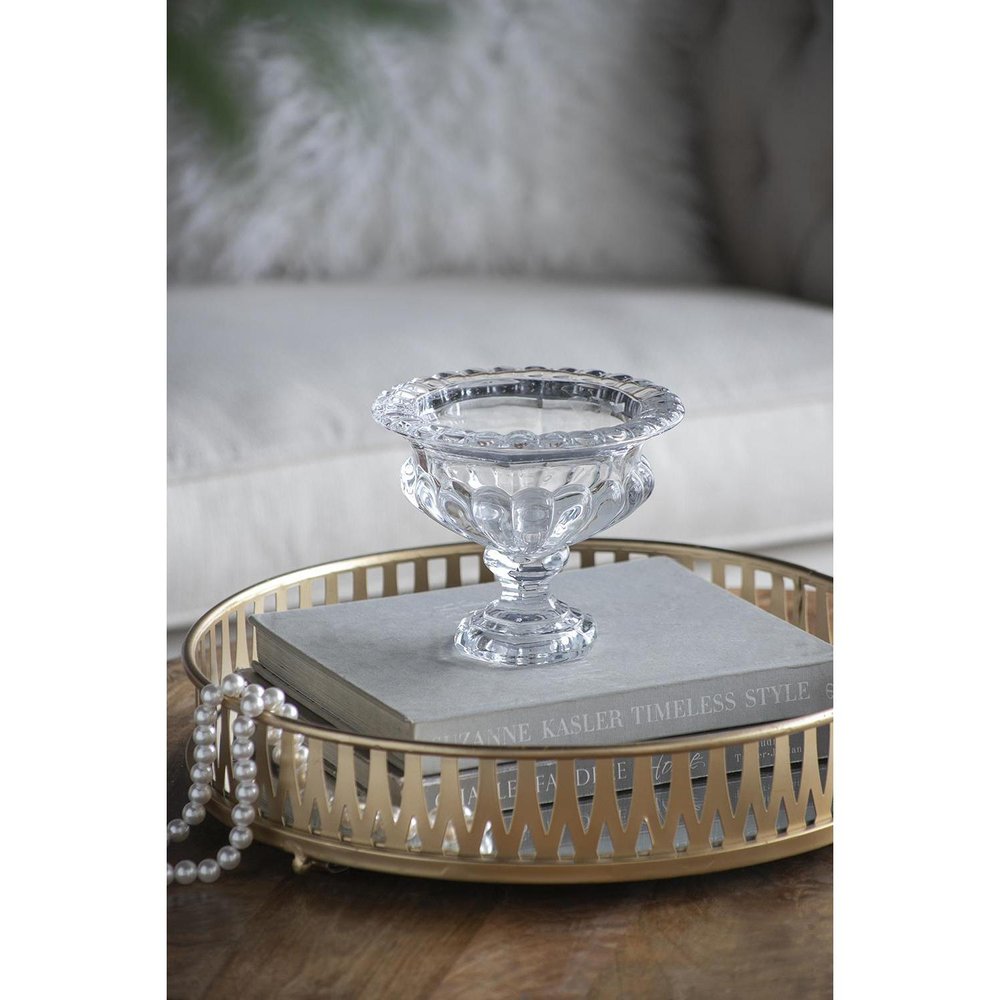 Set of Two Clear Glass Round Table Vases