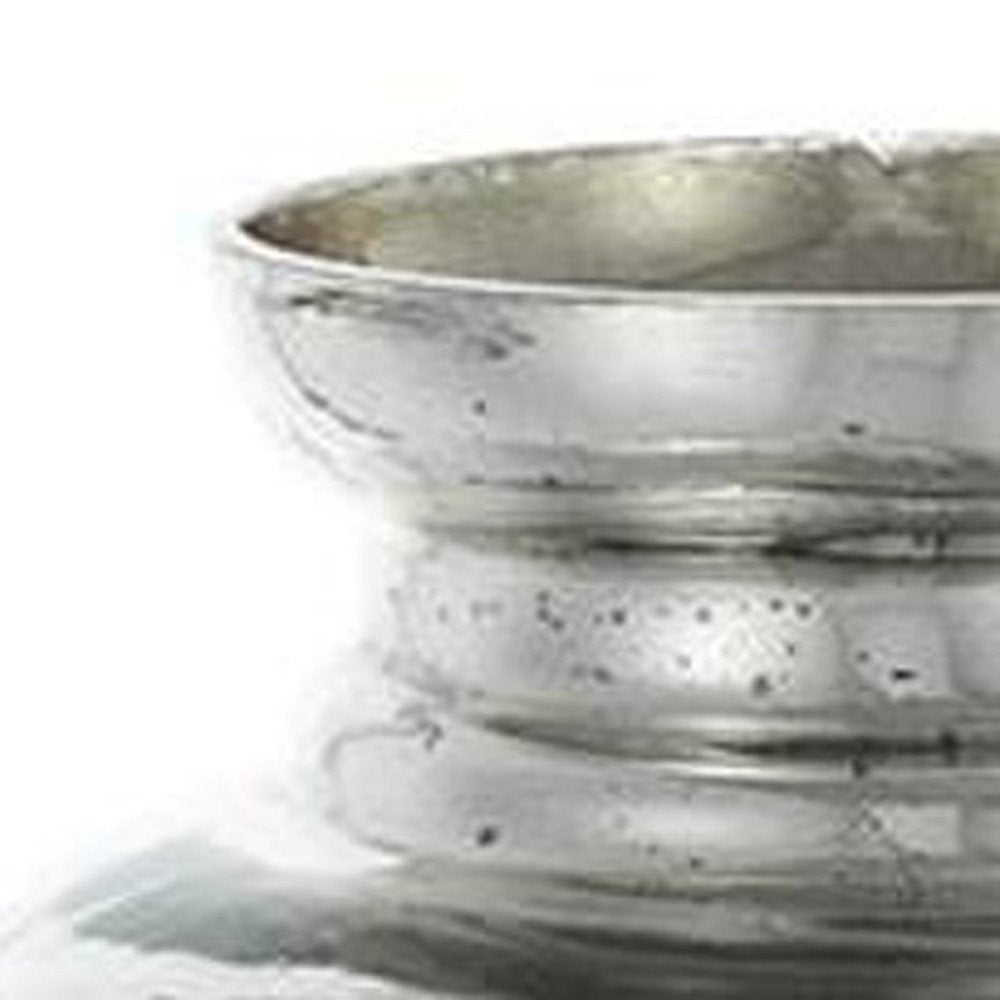 20" Silver Floral Glass Round Table Vase