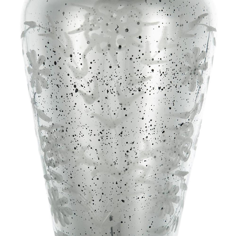 20" Silver Floral Glass Round Table Vase