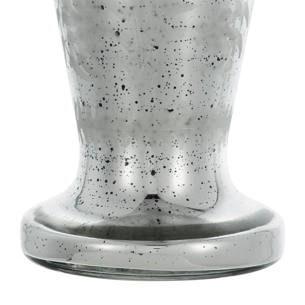 20" Silver Floral Glass Round Table Vase