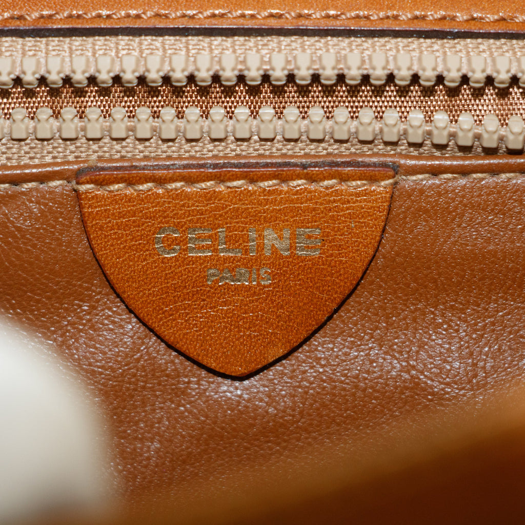 Celine Circle Logo Brown Leather 2 Way Clutch  #5749