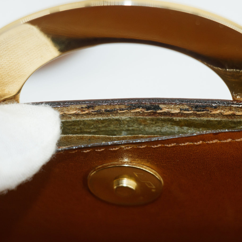 Celine Circle Logo Brown Leather 2 Way Clutch  #5749