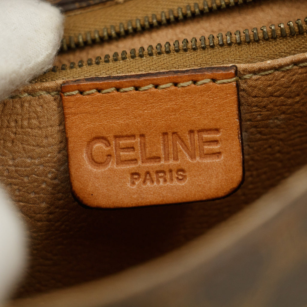 Celine Macadam Triomphe Brown Leather Mini Crossbody Bag #5754