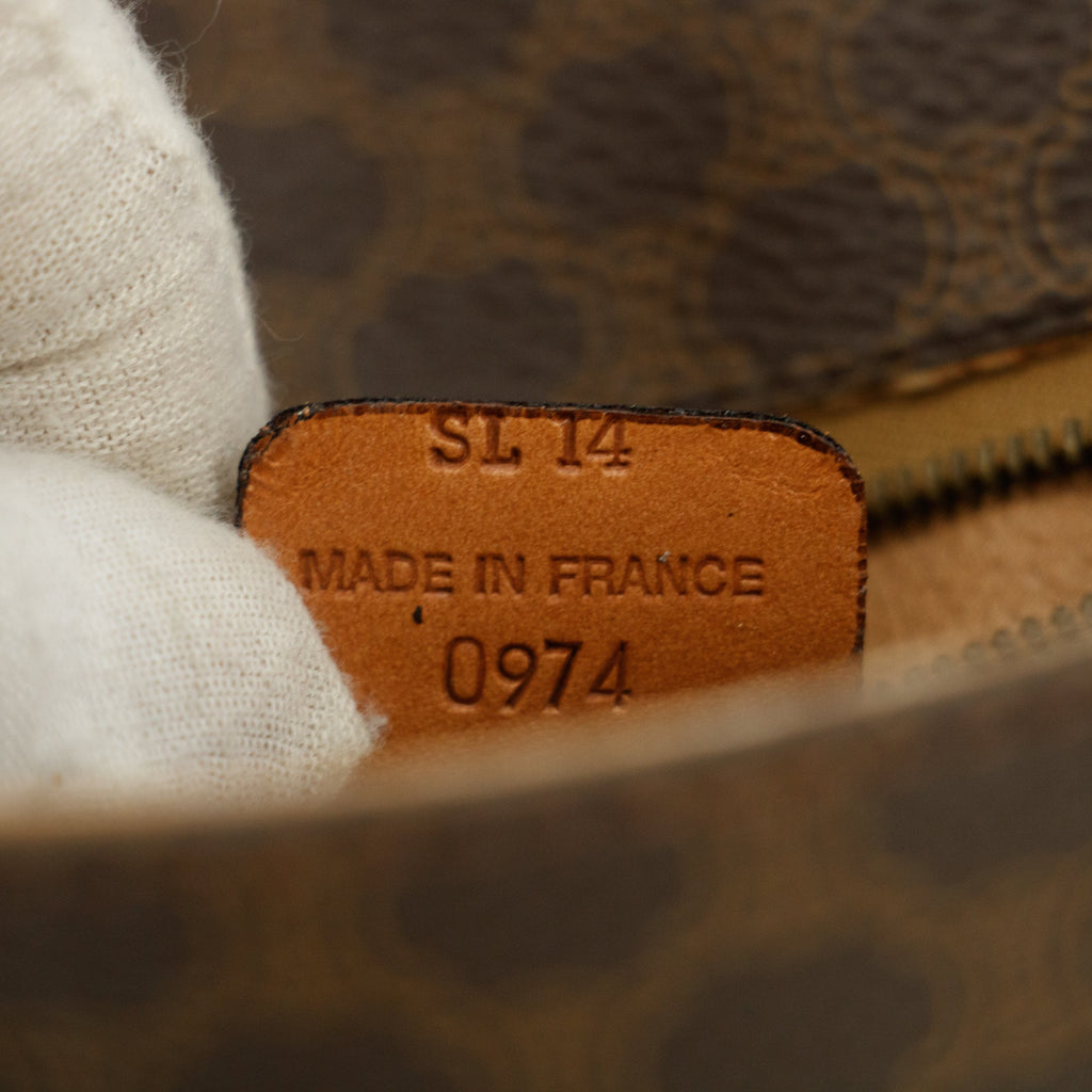 Celine Macadam Triomphe Brown Leather Mini Crossbody Bag #5754