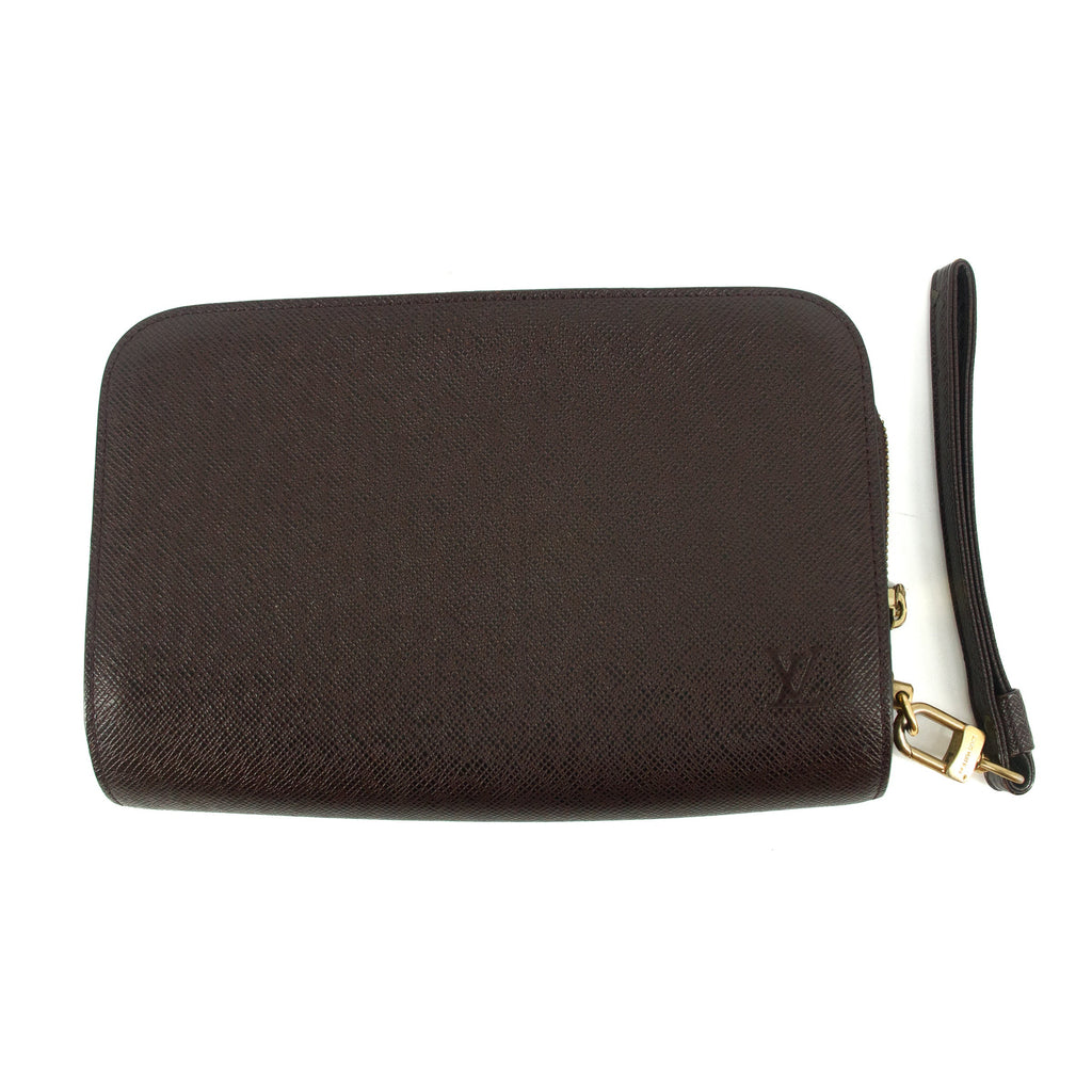 Louis Vuitton Taiga Brown Leather Wrist Bag #5794