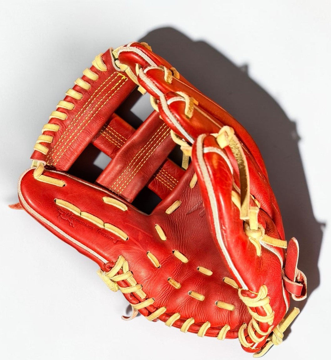 Mizuno Pro Classic HAGA JAPAN 11.5” Infield Baseball Glove RHT Red Tan Preowned