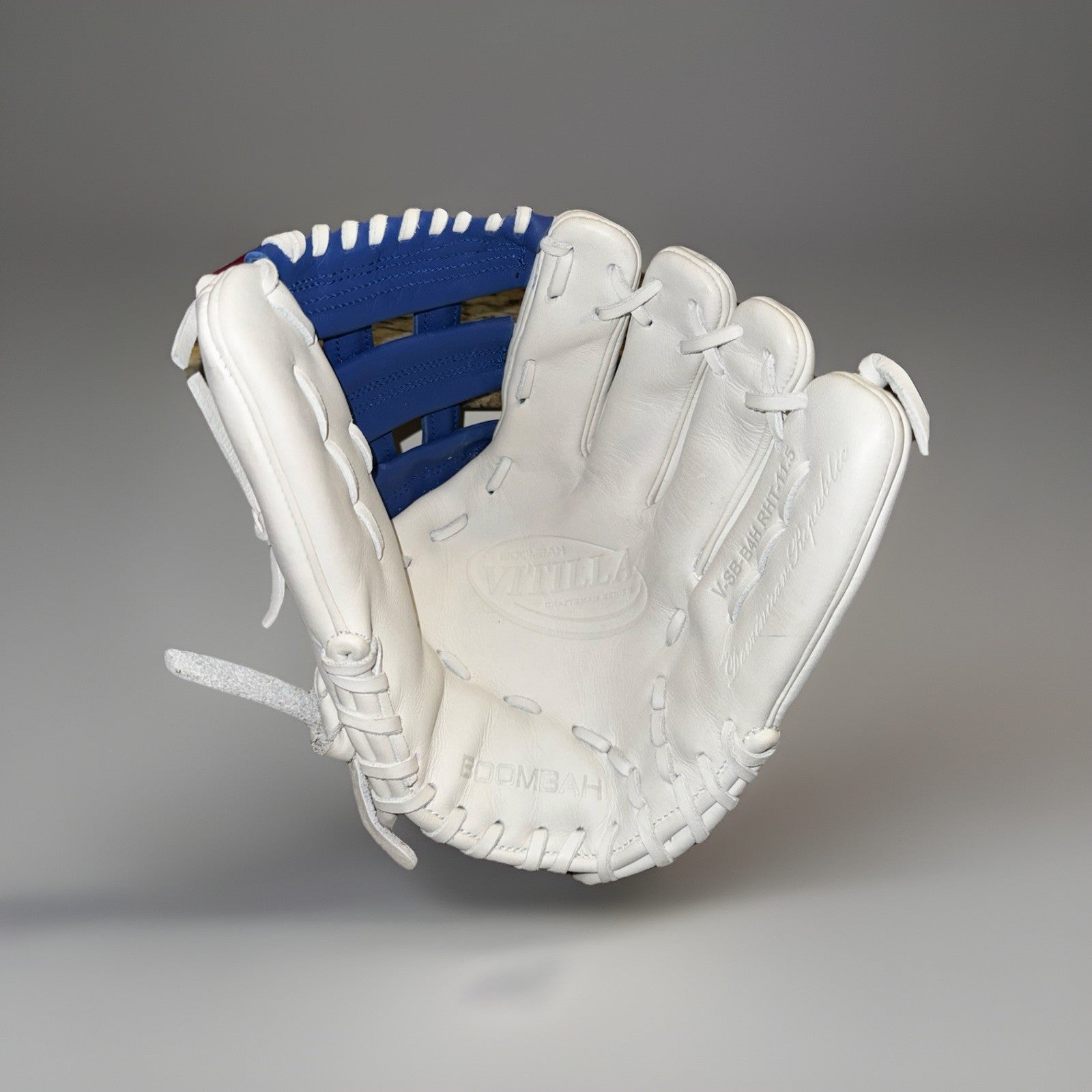 Boombah Vitilla RHT 11.5” White/Blue - H-Web Glove – Dominican Style!