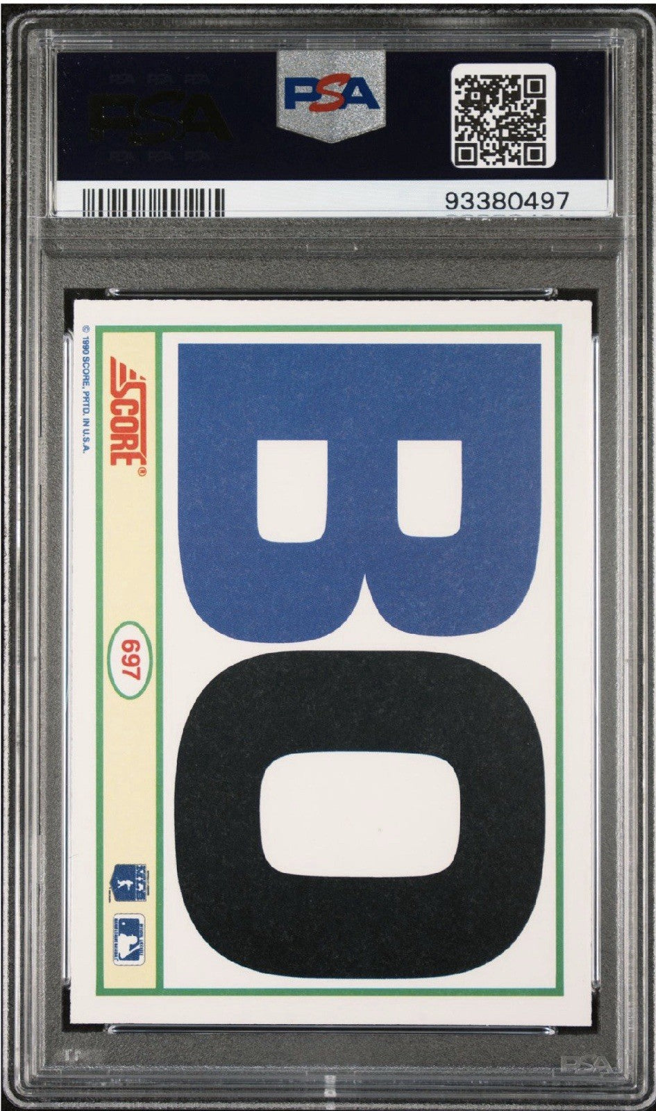 1990 SCORE BO JACKSON BASEBALL / FOOTBALL CARD PSA 9 MINT #697