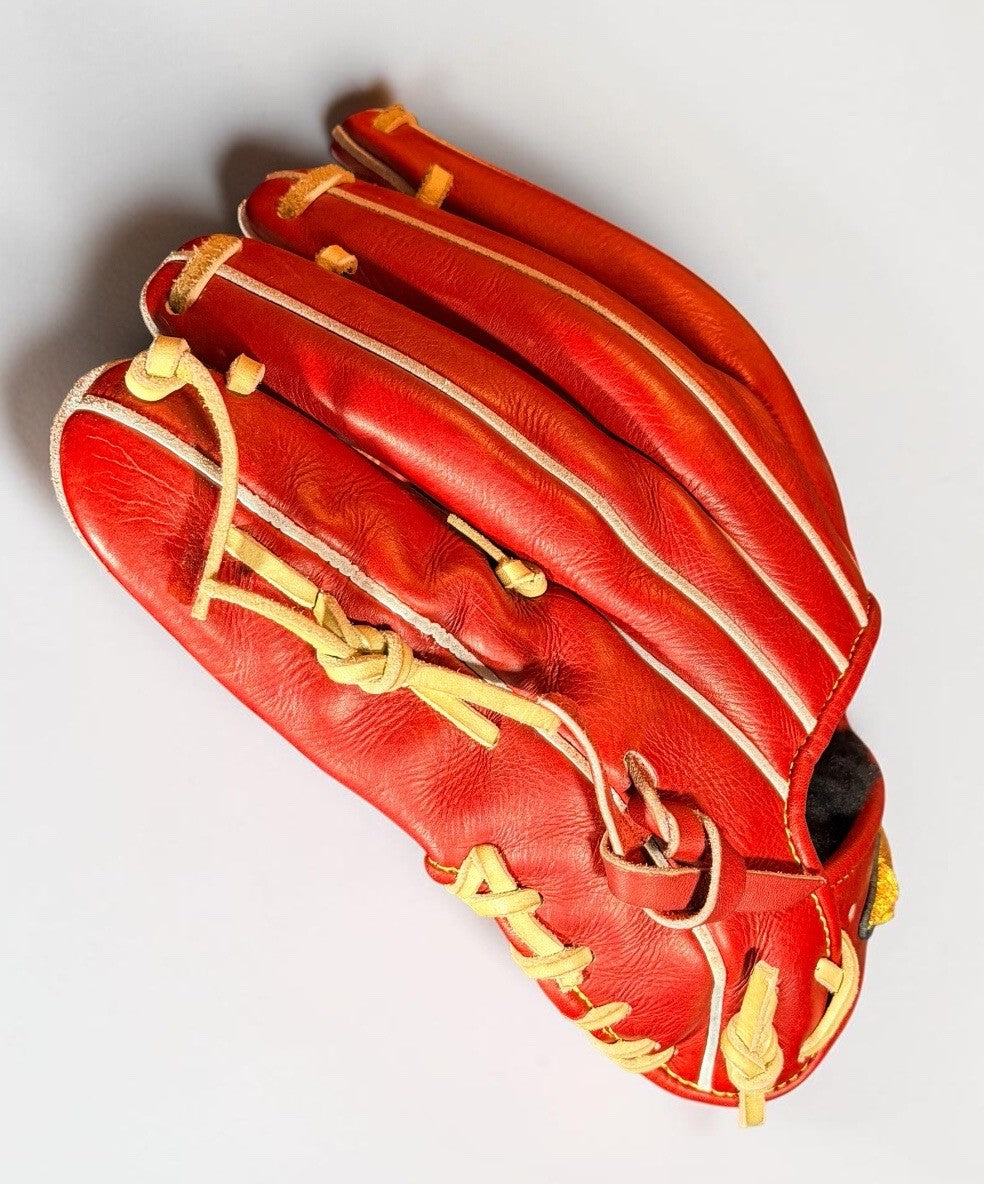 Mizuno Pro Classic HAGA JAPAN 11.5” Infield Baseball Glove RHT Red Tan Preowned