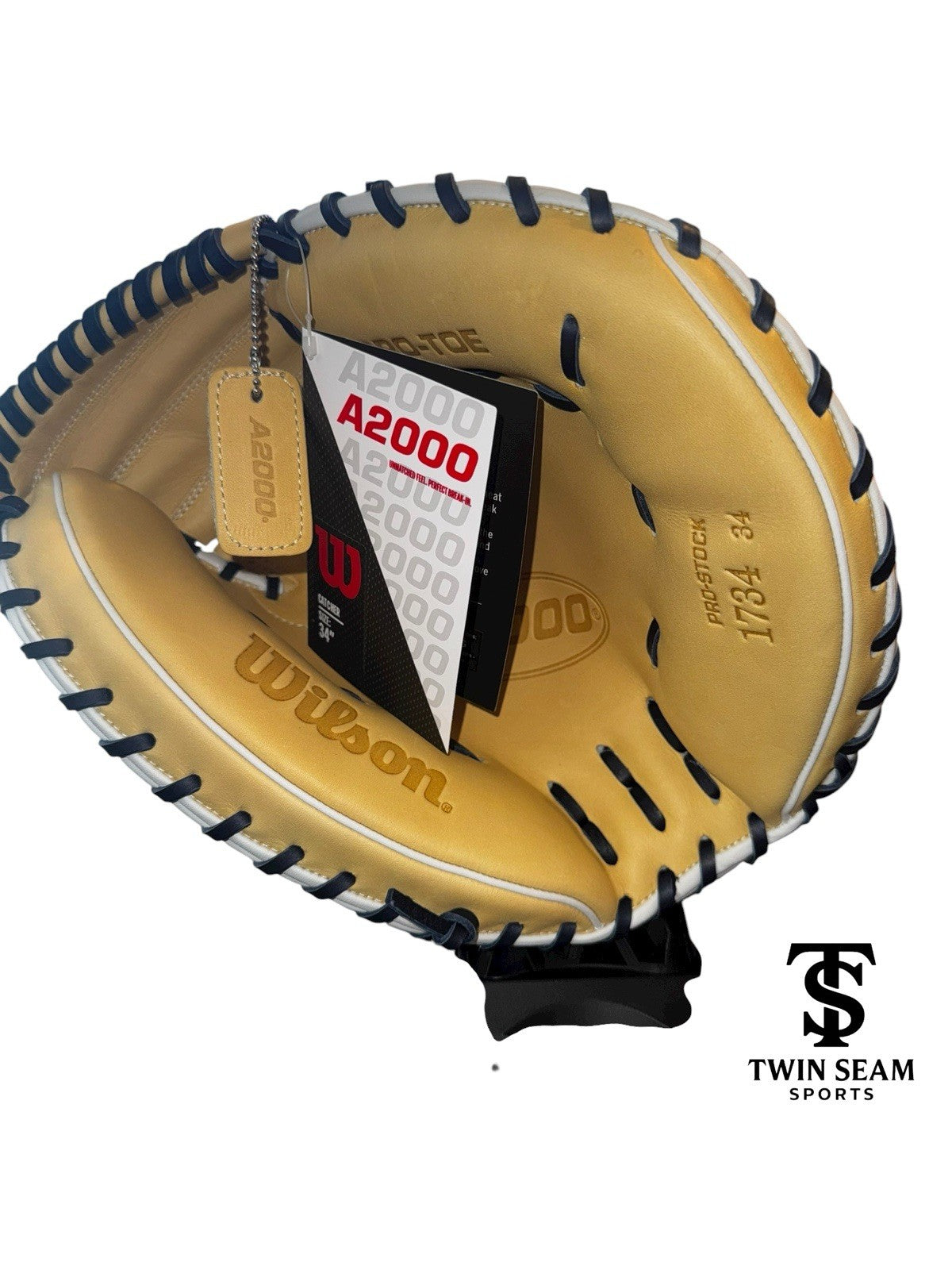 Wilson A2000 1734 34” Catcher’s Mitt – Navy/Blonde – Right Hand Throw