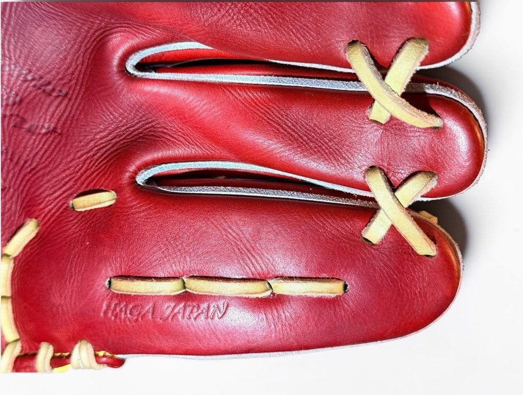 Mizuno Pro Classic HAGA JAPAN 11.5” Infield Baseball Glove RHT Red Tan Preowned