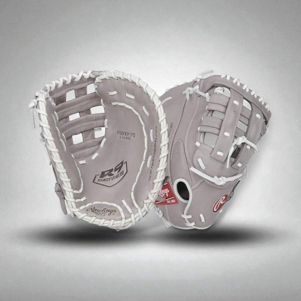 NWT Rawlings R9 12.5" Fast Pitch First Base Glove Grey Right Hand Throw