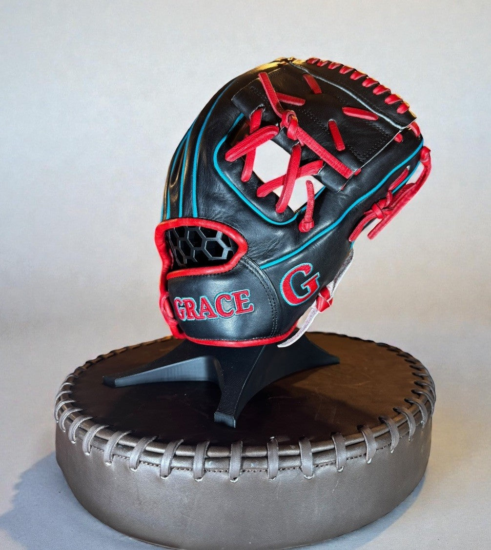 Grace Gloves 11.25” Infield Glove – Black / Red / Teal – Brand New