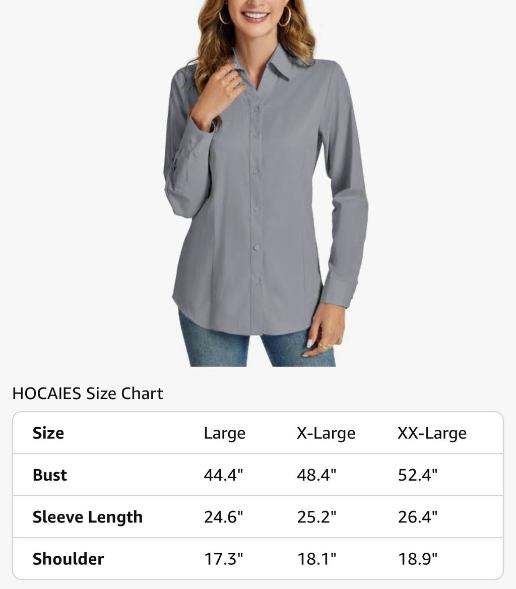 Hocaies - Women’s Button Down Business Casual Blouse