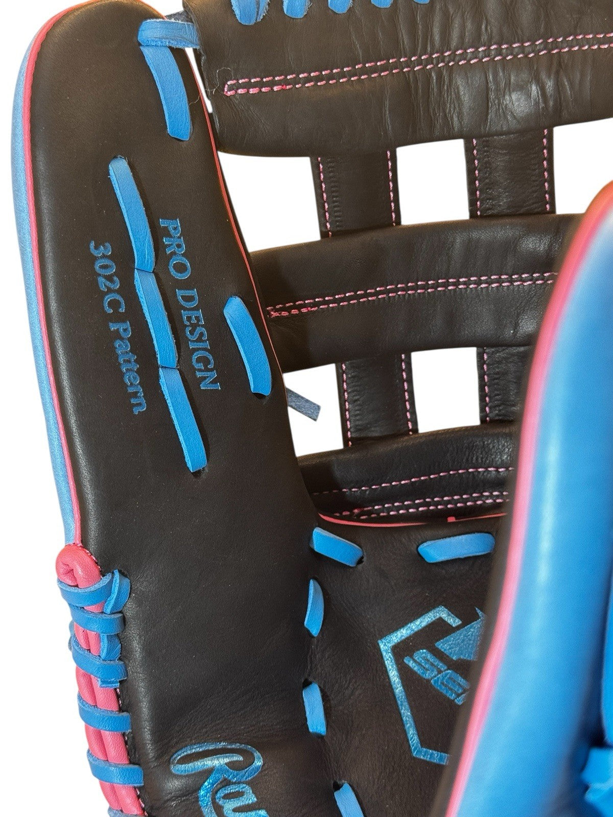 Rawlings R9 Series 12.75” Baseball Glove – 3029-6BP – Black / Blue / Pink – RHT