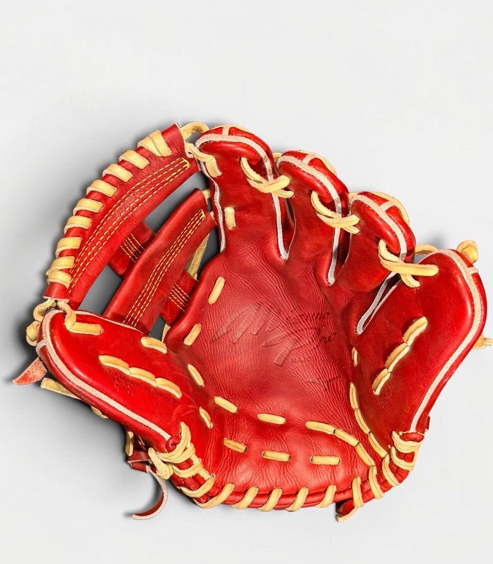 Mizuno Pro Classic HAGA JAPAN 11.5” Infield Baseball Glove RHT Red Tan Preowned