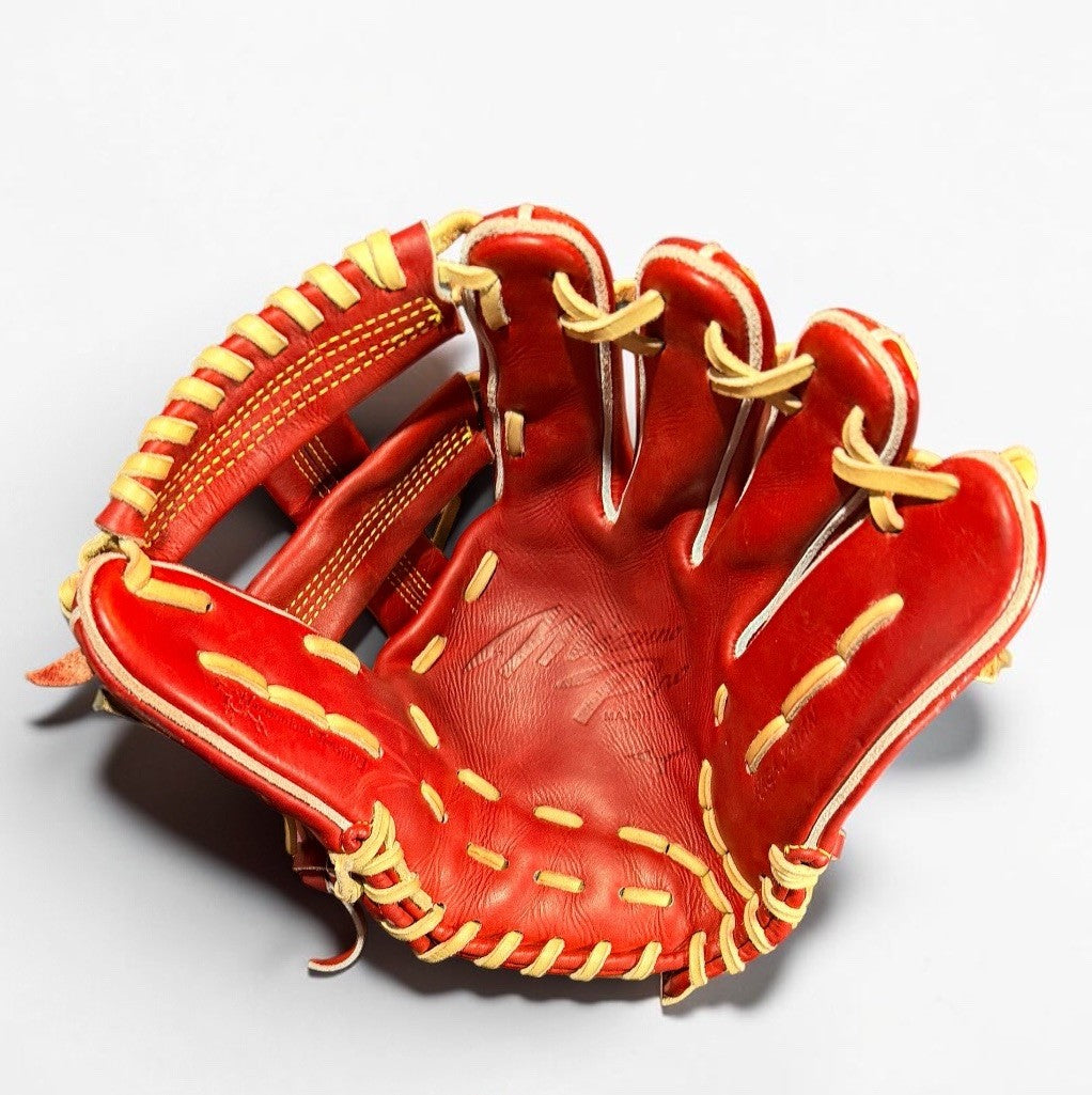 Mizuno Pro Classic HAGA JAPAN 11.5” Infield Baseball Glove RHT Red Tan Preowned