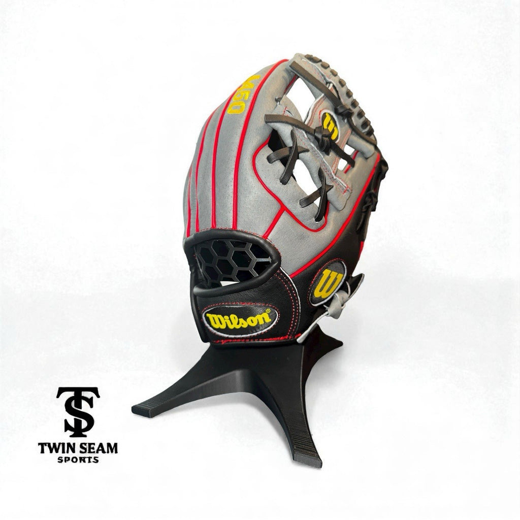 Wilson A450 11.5" Infield Baseball Glove - Grey / Black / Red - Youth / Teen