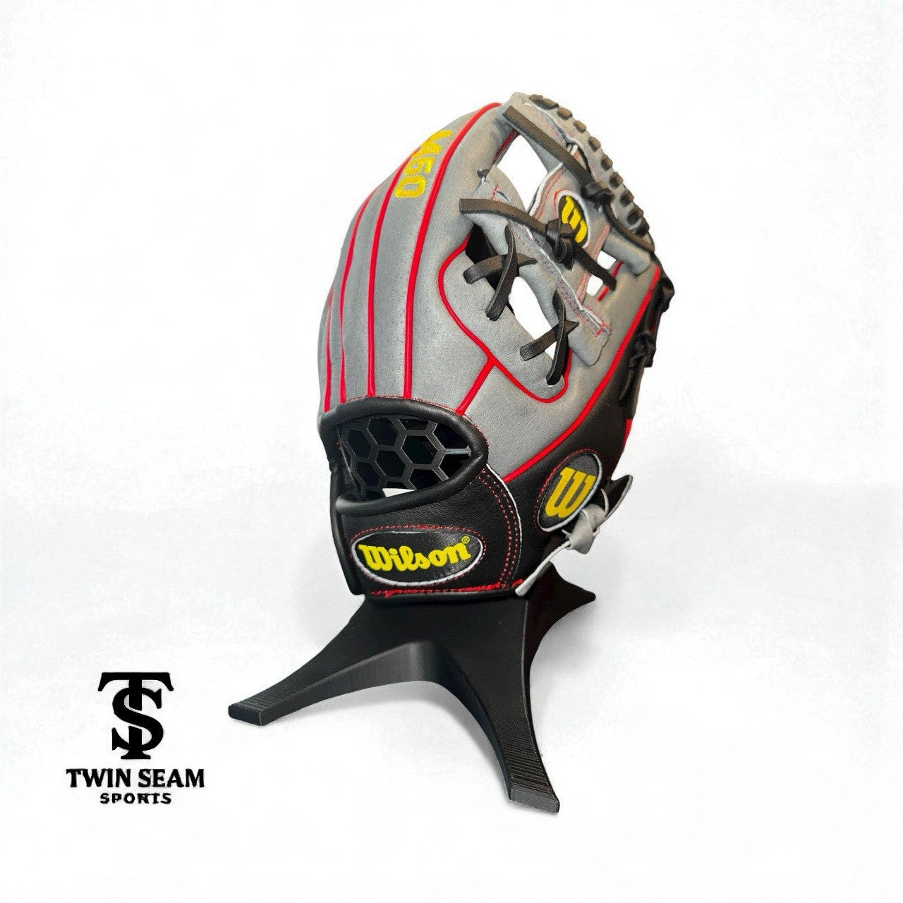 Wilson A450 11.5" Infield Baseball Glove - Grey / Black / Red - Youth / Teen