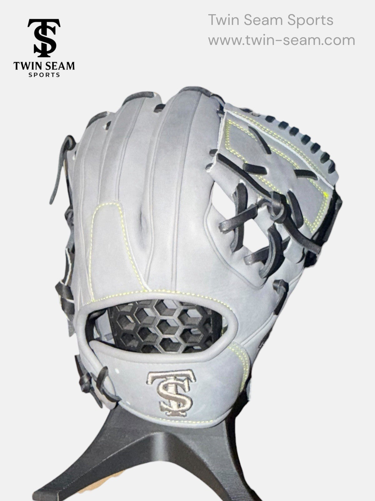 Twin Seam Sports 11.25” Kip Leather Baseball Glove RHT Gray Black Closed Web New