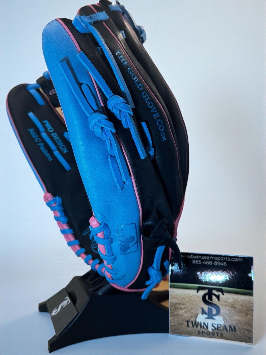 Rawlings R9 Series 12.75” Baseball Glove – 3029-6BP – Black / Blue / Pink – RHT