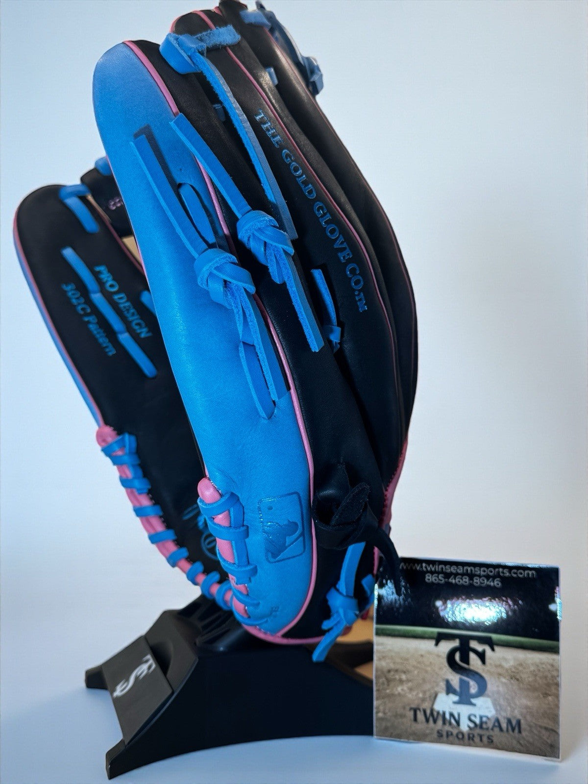 Rawlings R9 Series 12.75” Baseball Glove – 3029-6BP – Black / Blue / Pink – RHT