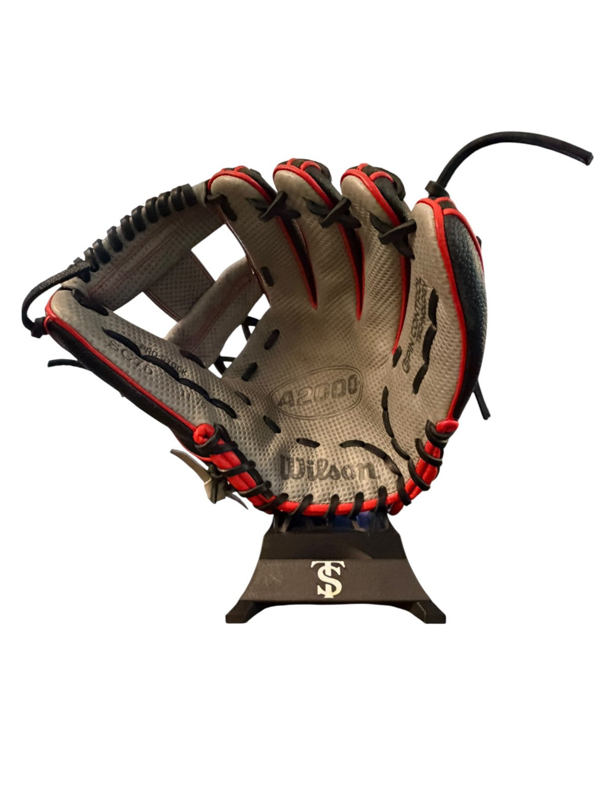 Wilson A2000 11.5” Infield Glove – Gray/Black/Red  75% Broken In Practice Ready