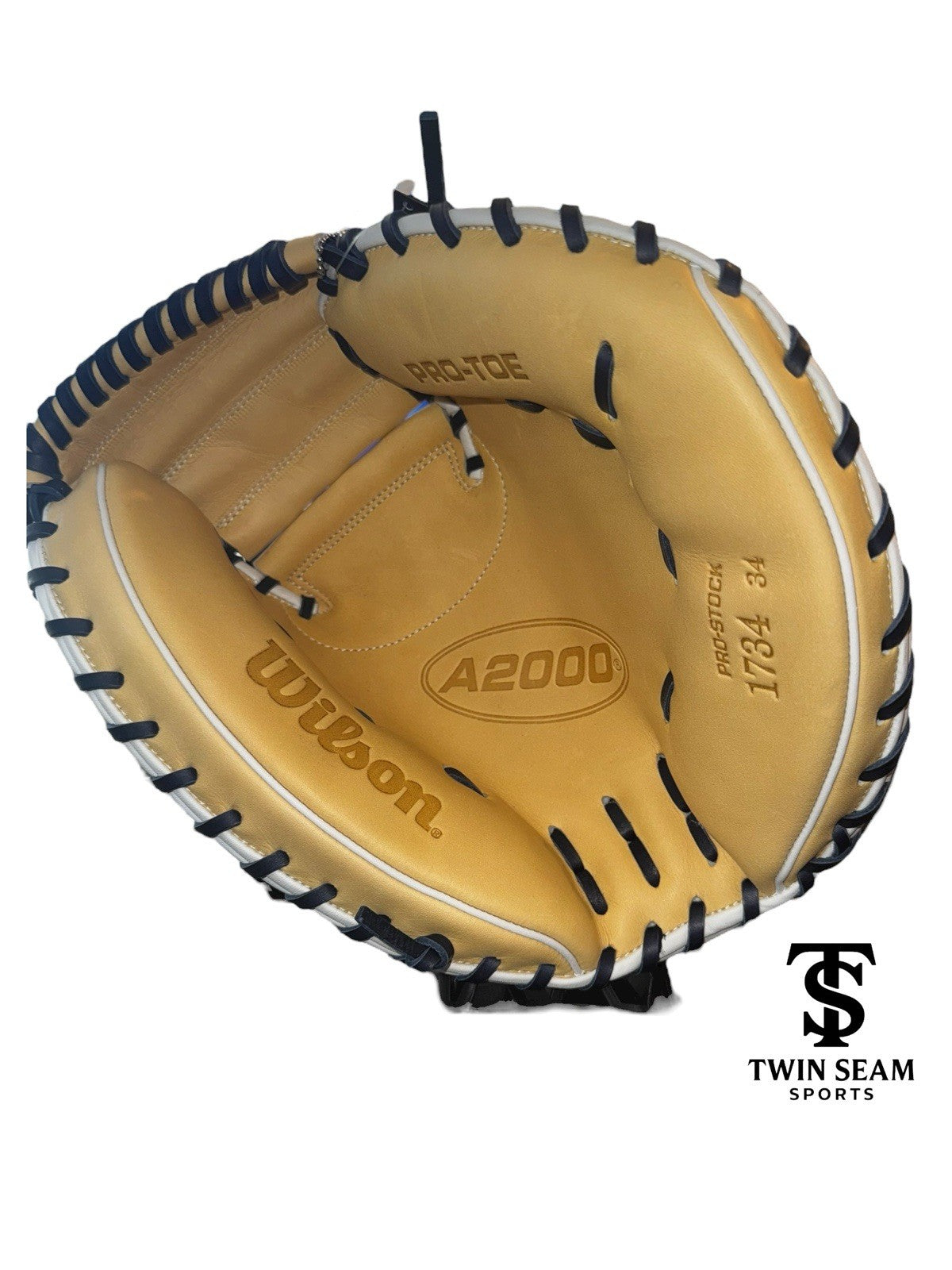 Wilson A2000 1734 34” Catcher’s Mitt – Navy/Blonde – Right Hand Throw