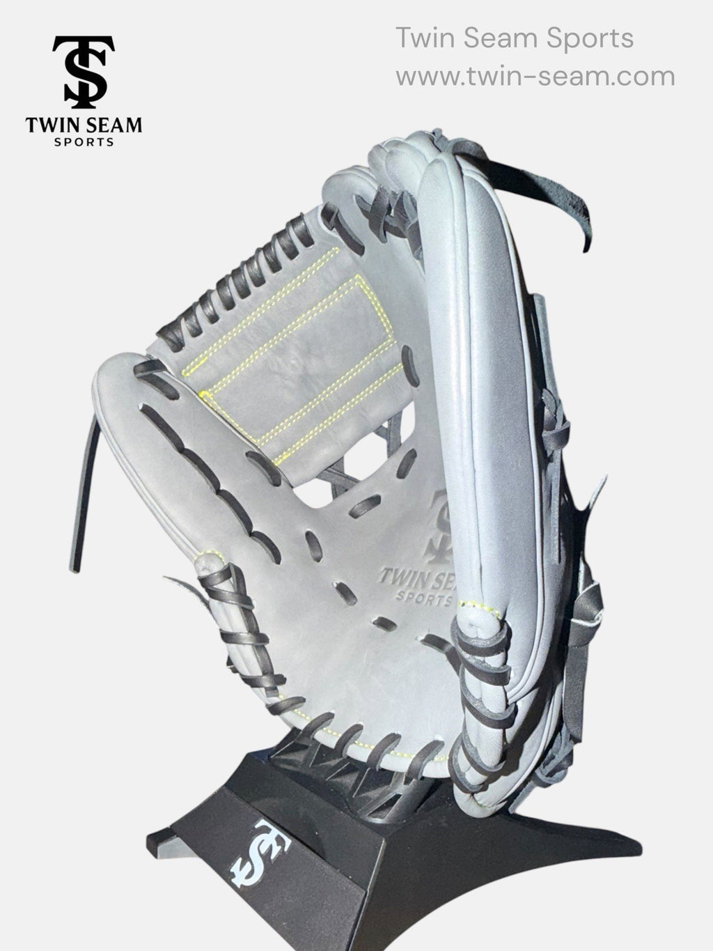 Twin Seam Sports 11.5” Kip Leather Baseball Glove RHT Gray Black Closed Web New