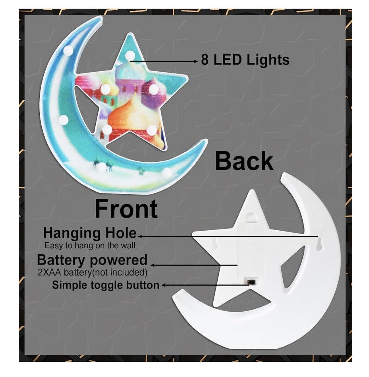 Ramadan Decorations. Warm White Lights. Battery Operated