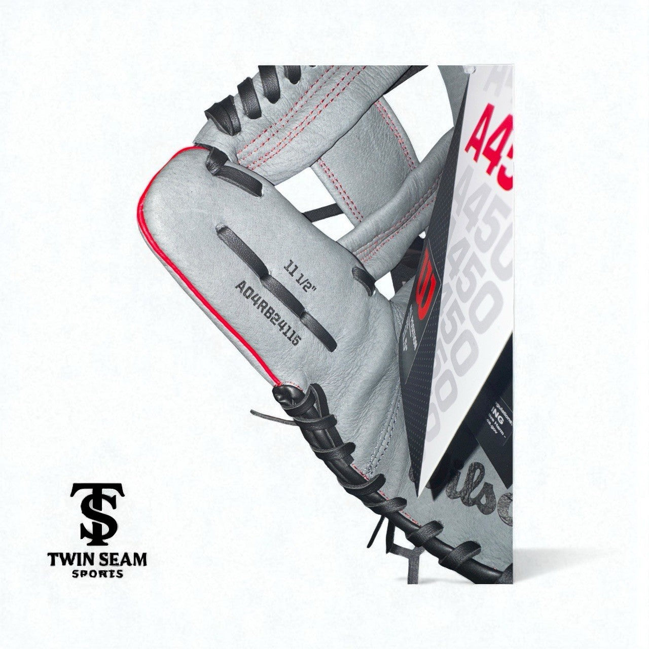 Wilson A450 11.5" Infield Baseball Glove - Grey / Black / Red - Youth / Teen