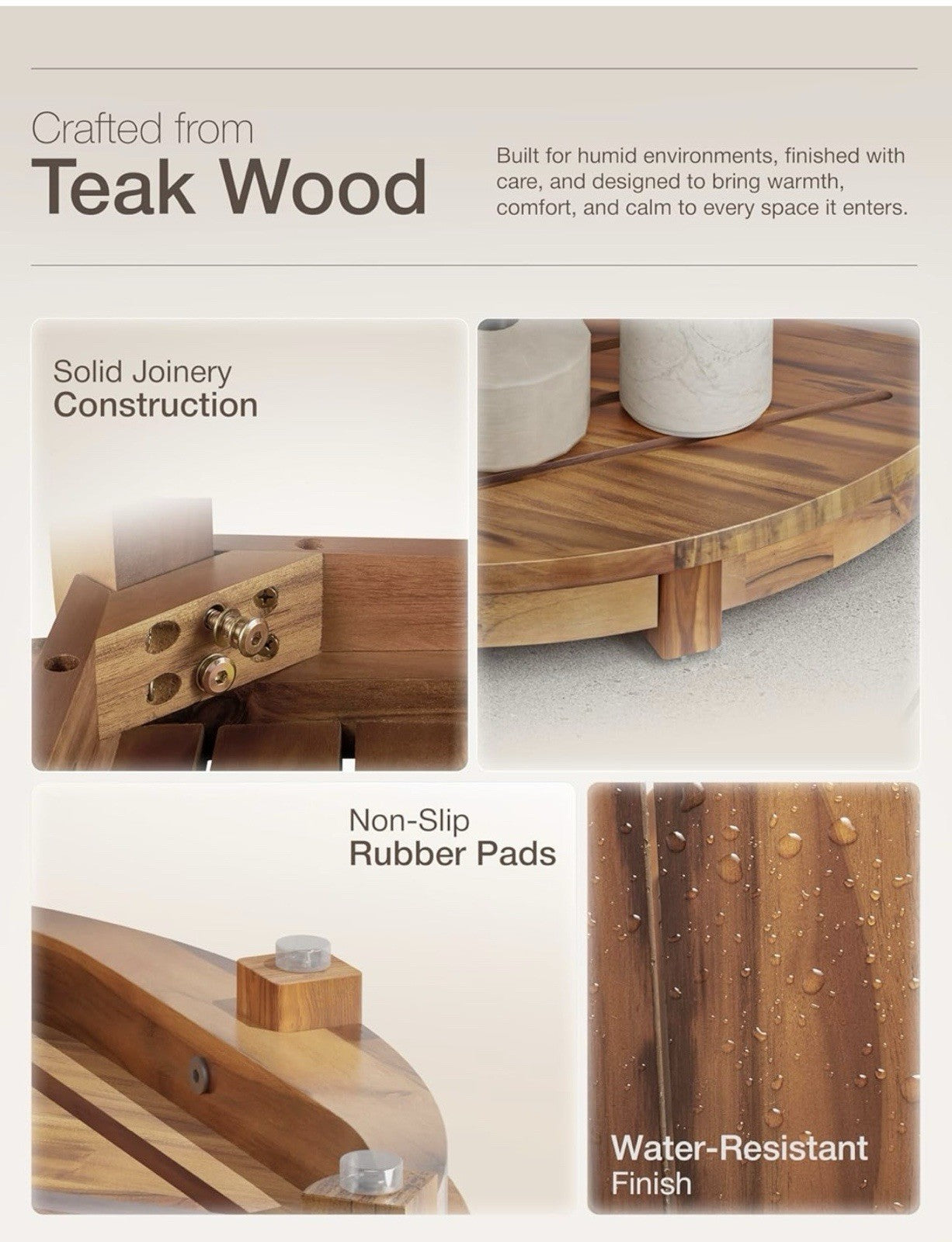 Holana 18” Teak Corner Shower Stool