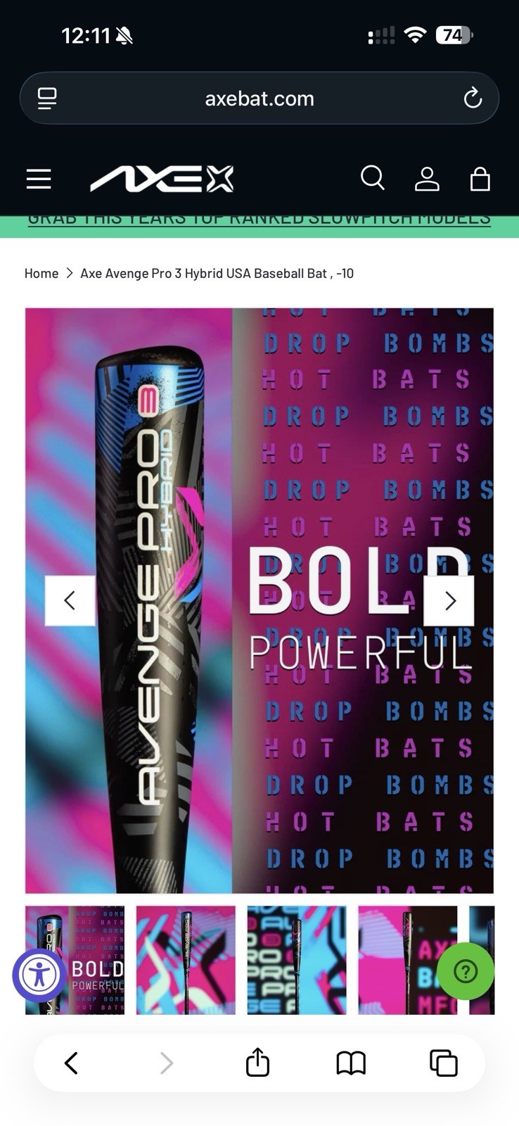 Axe Avenge Pro Hybrid (-10) USA Baseball Bat 28”/18oz – Brand New!