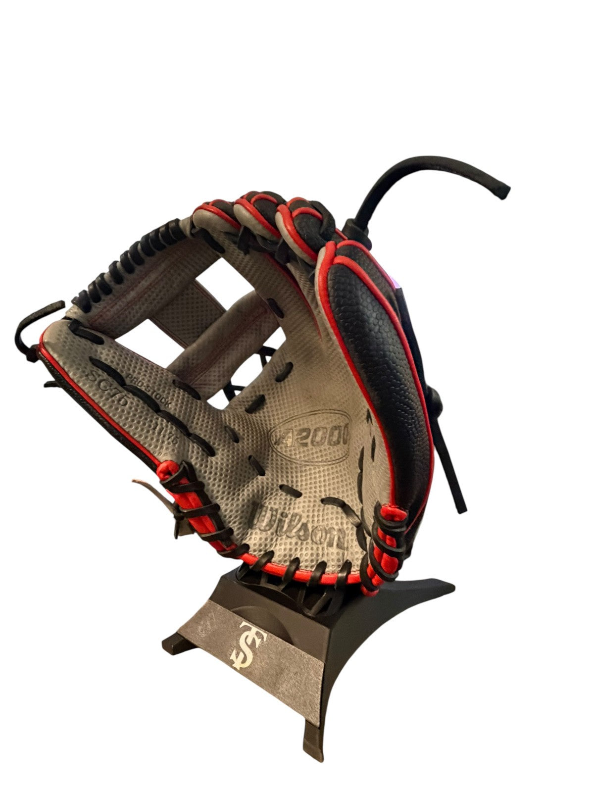 Wilson A2000 11.5” Infield Glove – Gray/Black/Red  75% Broken In Practice Ready