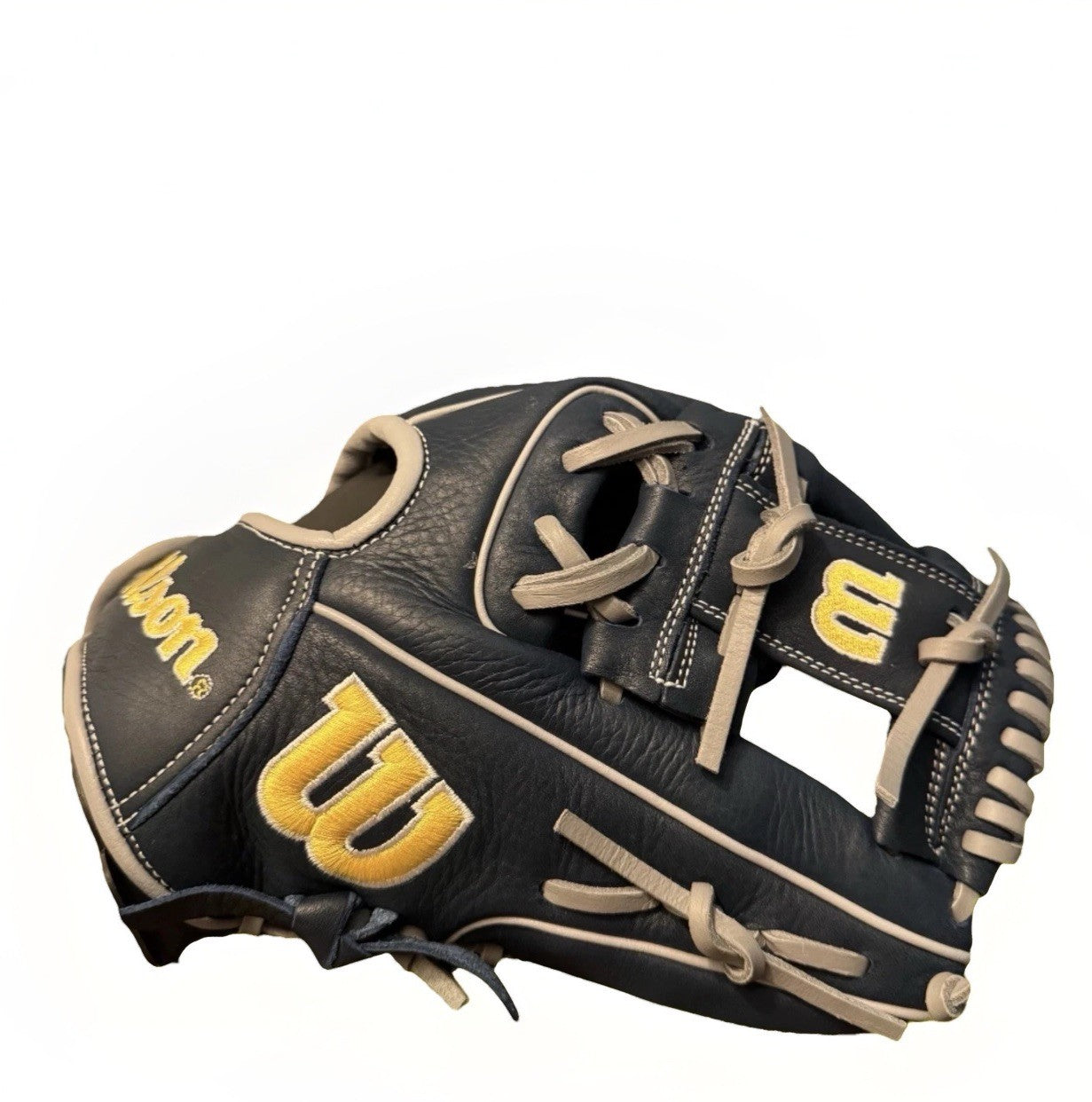 Wilson A1000 DP15 11.5" Infield Baseball RHT Glove, Blue/Grey/Yellow