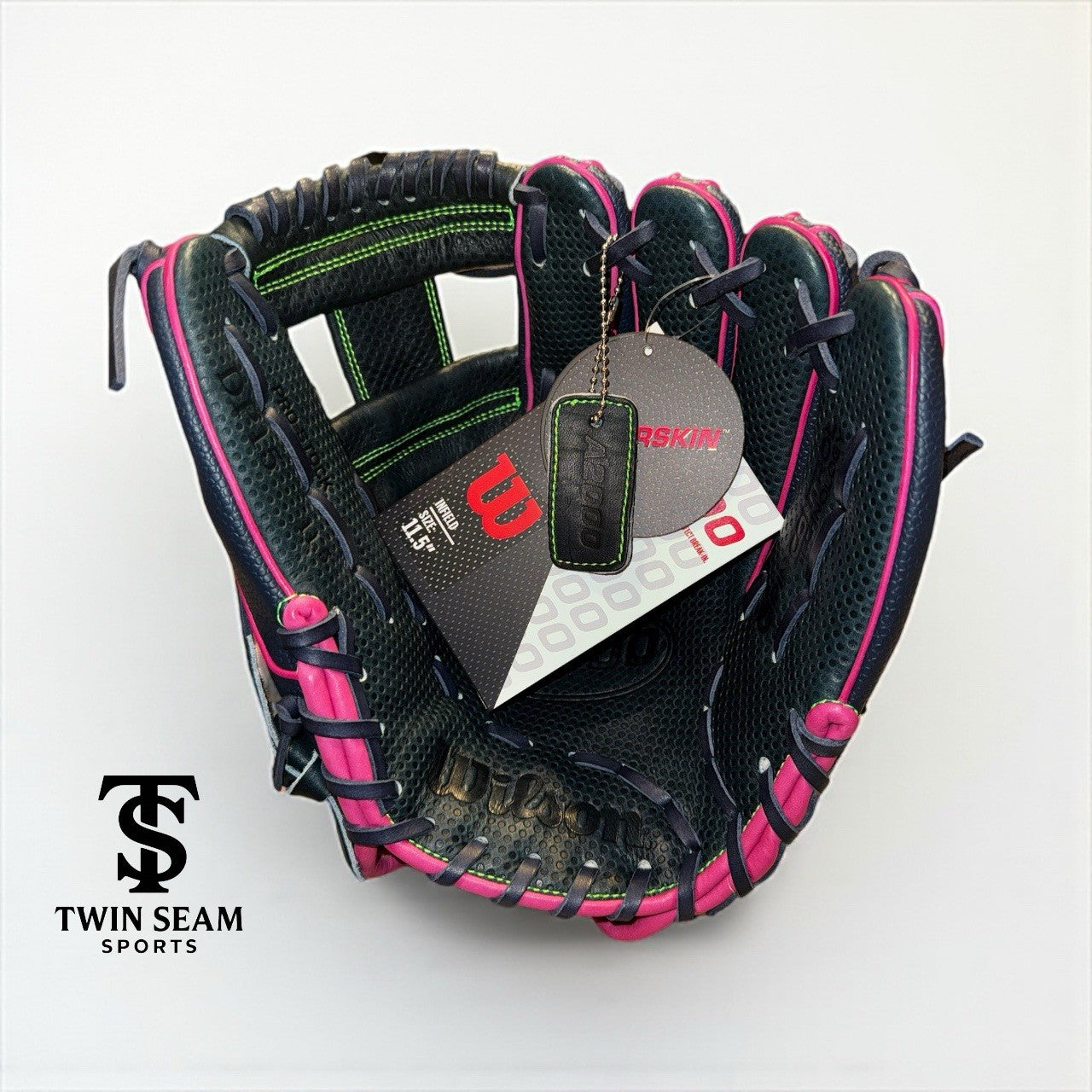 Wilson A2000 DP15 - 11.5” Infield Baseball Glove – Navy / Neon Pop