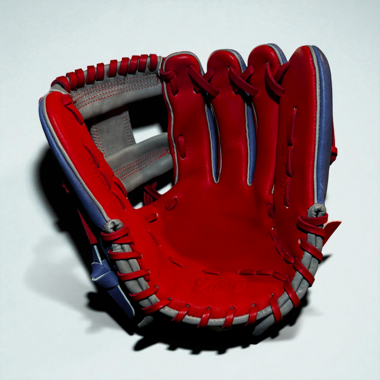 Custom Emery Glove | 11.5" I-Web | Red/Blue/Grey | PURSUE MASTERY! | FREE SHIP