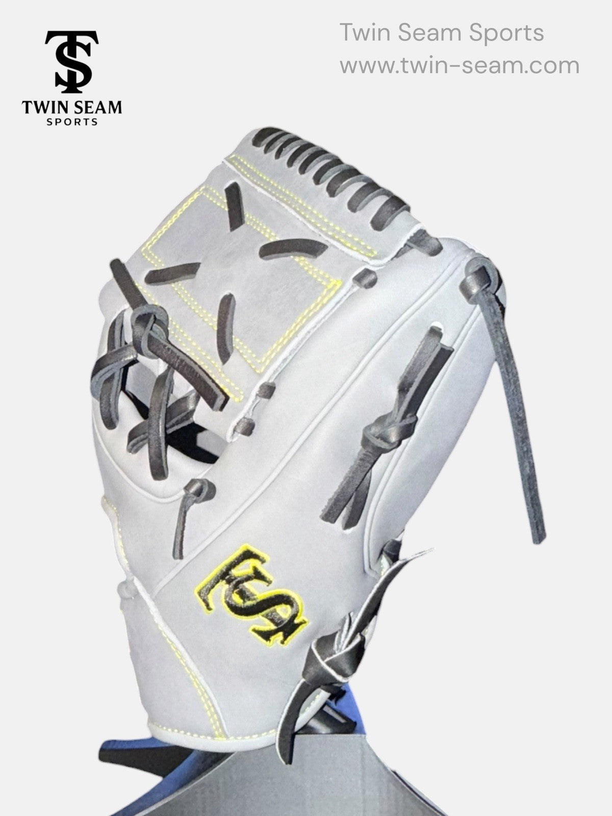 Twin Seam Sports 11.5” Kip Leather Baseball Glove RHT Gray Black Closed Web New