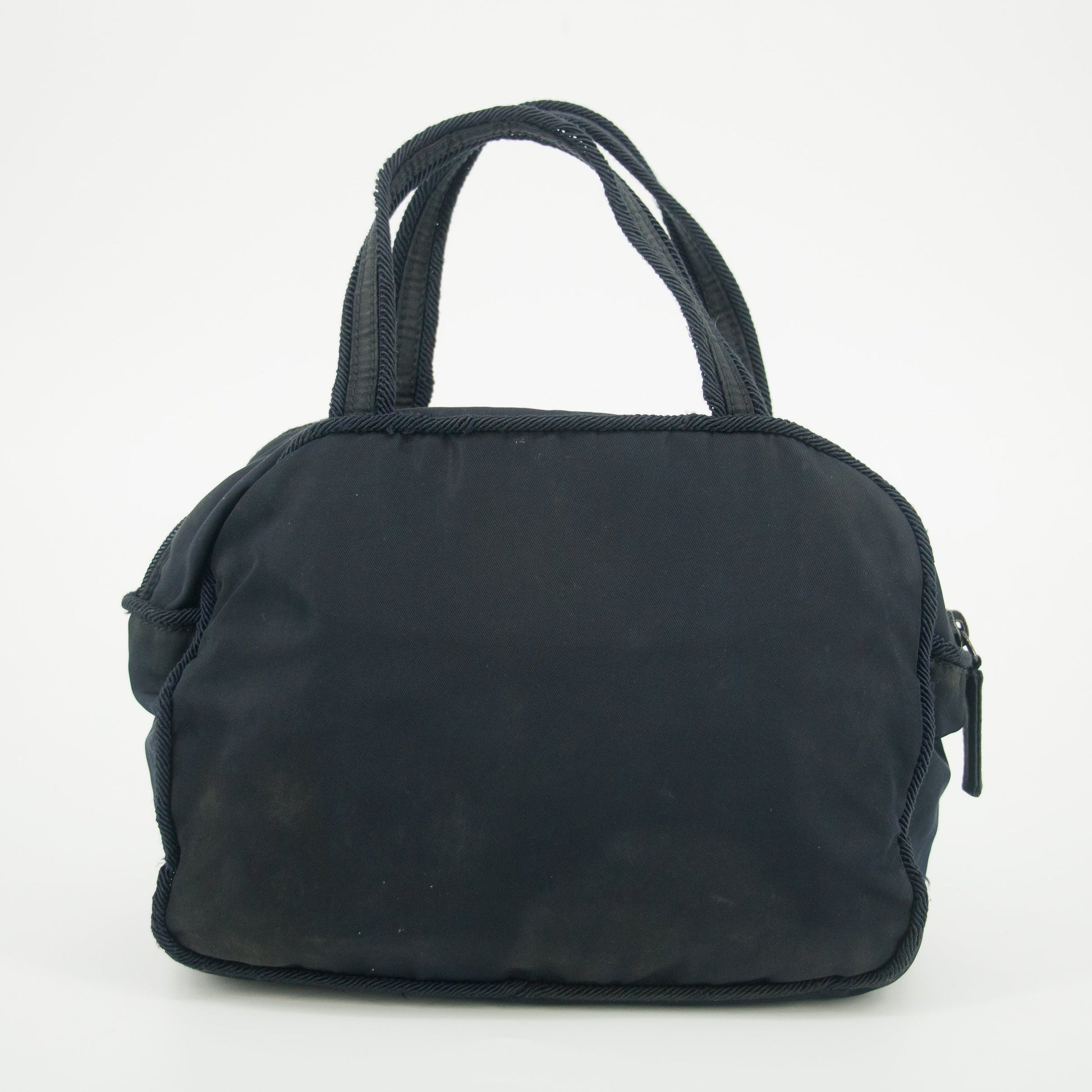 Prada Nylon Tessuto Black Beaded Handle Bag #5807