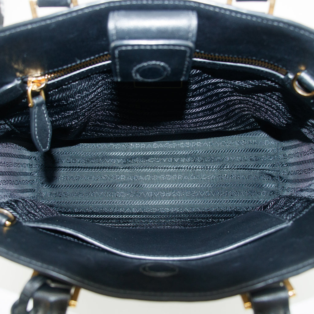 Prada Saffiano Leather Grey/Black Top Handle Tote #5808